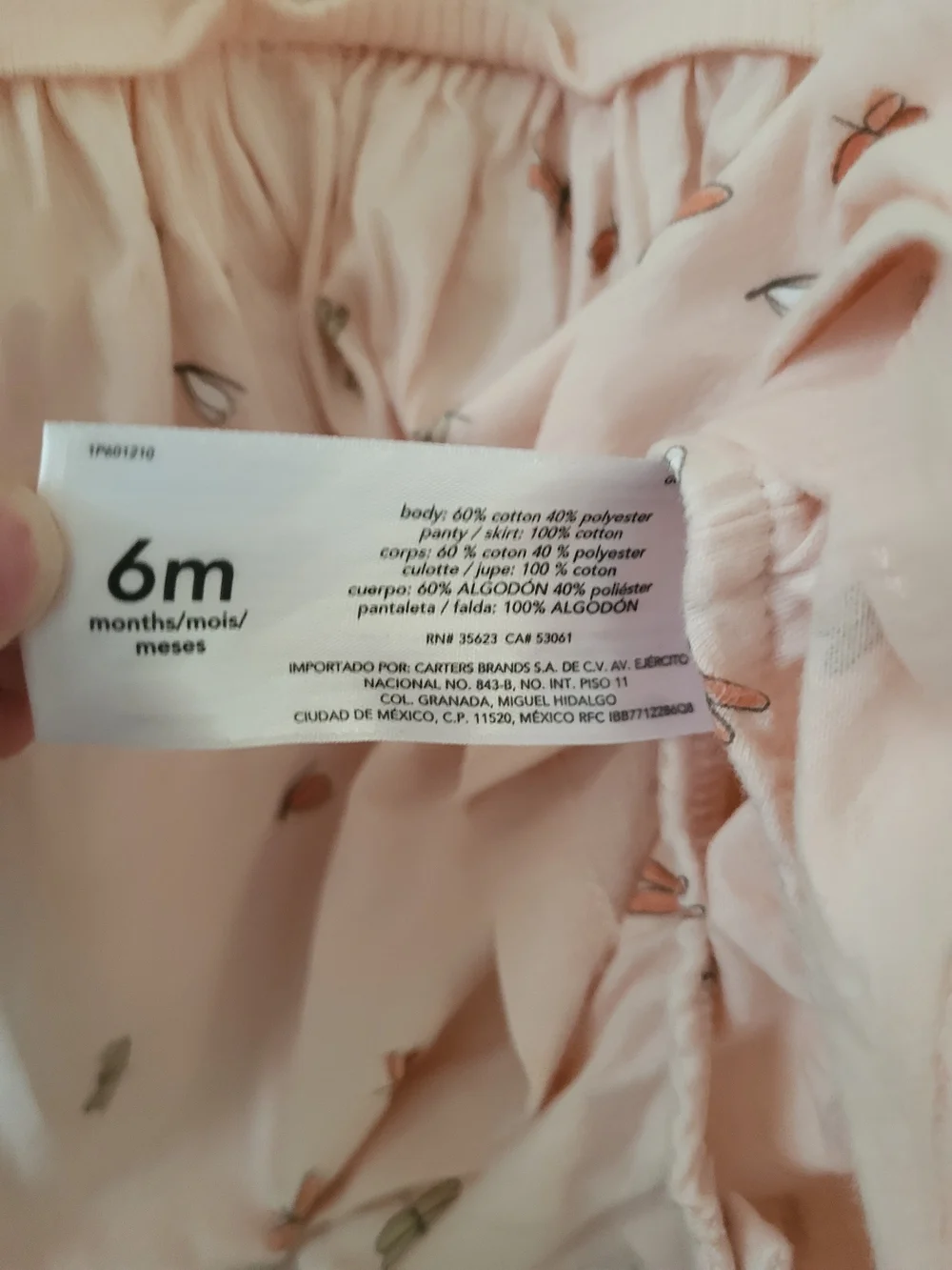 Carter's 6m Light Peach Flutter-Sleeve Dress with Dragonfly Motif